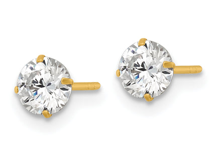 14k Polished Round CZ Stud Post Earrings, 5 x 5mm (73CZ)