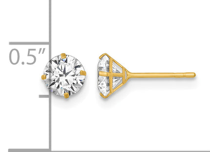 14k Polished Round CZ Stud Post Earrings, 5 x 5mm (73CZ)