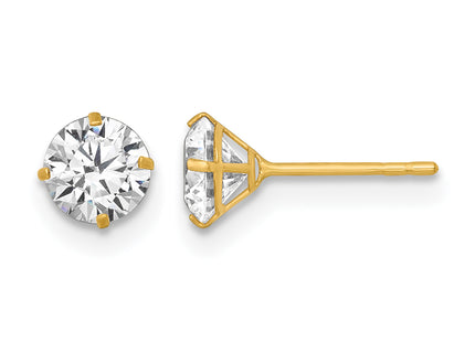 14k Polished Round CZ Stud Post Earrings, 5 x 5mm (73CZ)