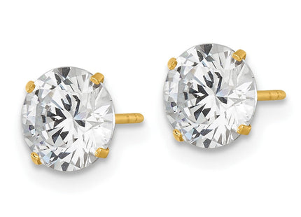 14K gold cubic zirconia stud earrings, alternate view