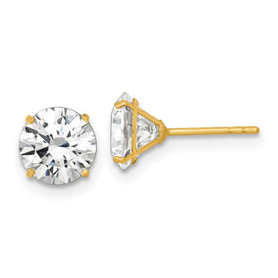 14k Polished Round CZ Stud Post Earrings (Style XE3275CZ)