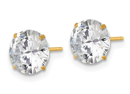 14k Polished Round CZ Stud Post Earrings, 8 x 8mm