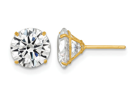 14k Polished Round CZ Stud Post Earrings, 8 x 8mm
