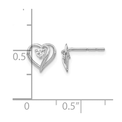 14K White Gold Fancy Diamond Heart Earring Mountings, 8 x 8mm