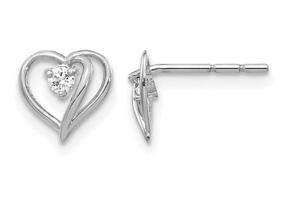 14K white gold diamond heart earrings