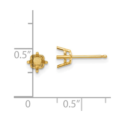 14K Square Earring Mountings, 5 x 5mm
