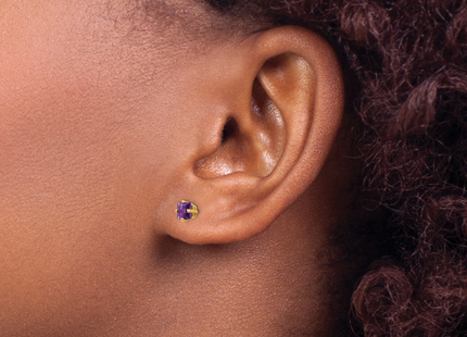 14k Princess Cut Amethyst Earrings, 5 x 5mm