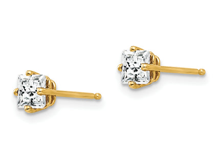14k Princess Cut Cubic Zirconia Earrings
