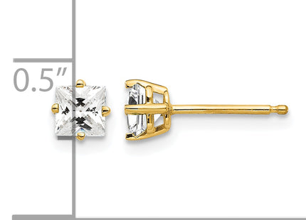14k Princess Cut Cubic Zirconia Earrings