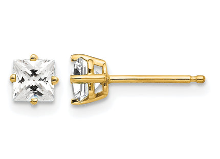 14k Princess Cut Cubic Zirconia Earrings
