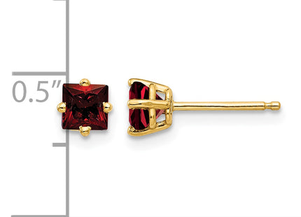 14k Princess Cut Garnet Earrings, 5 x 5mm (60GA)