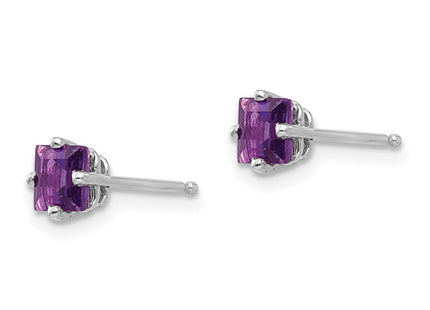 14K white gold amethyst earrings, alternate view