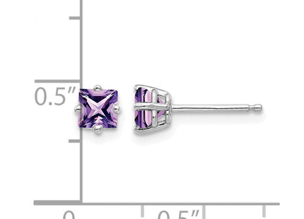 14K white gold amethyst earrings, further view
