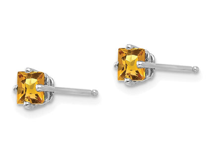 14k White Gold Princess Cut Citrine Earrings (Style XE60WCI)
