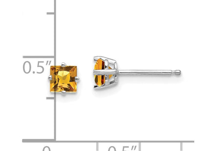 14k White Gold Princess Cut Citrine Earrings (Style XE60WCI)