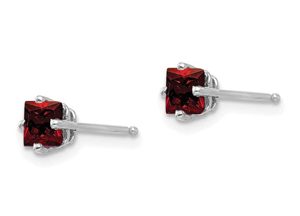 14k White Gold Princess Cut Garnet Earrings (Style XE60WGA)