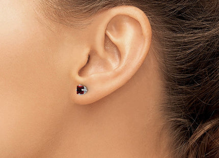 14k White Gold Princess Cut Garnet Earrings (Style XE60WGA)