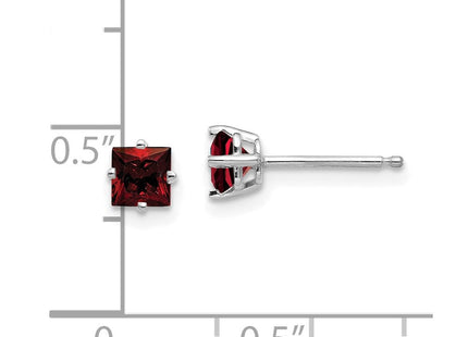 14k White Gold Princess Cut Garnet Earrings (Style XE60WGA)
