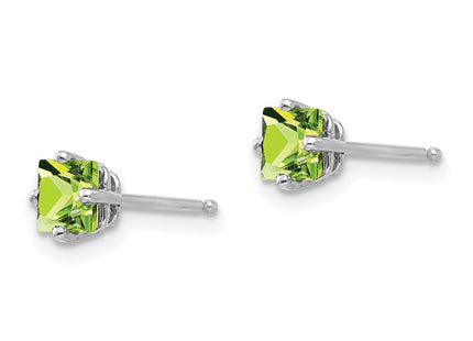 14k White Gold Square Step Cut Peridot Earrings (Style XE60WPE)