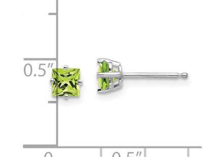 14k White Gold Square Step Cut Peridot Earrings (Style XE60WPE)