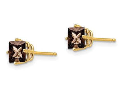 14k Square Smoky Quartz Earrings (Style XE61SQ)