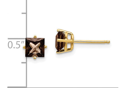 14k Square Smoky Quartz Earrings (Style XE61SQ)