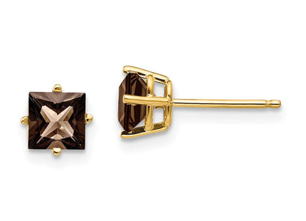 14k Square Smoky Quartz Earrings (Style XE61SQ)