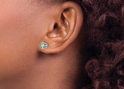 14kw Square Green Quartz Earrings (Style XE61WAG)