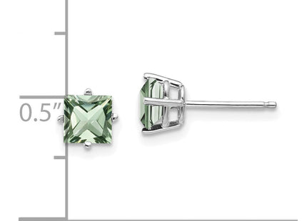 14kw Square Green Quartz Earrings (Style XE61WAG)