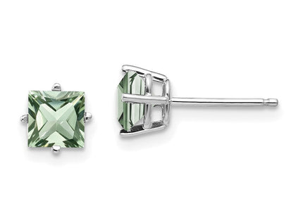 14kw Square Green Quartz Earrings (Style XE61WAG)