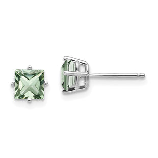 14kw Square Green Quartz Earrings (Style XE61WAG)