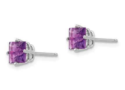 14K white gold amethyst earrings, alternate view