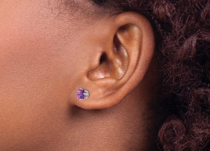 14K white gold amethyst earrings, another view
