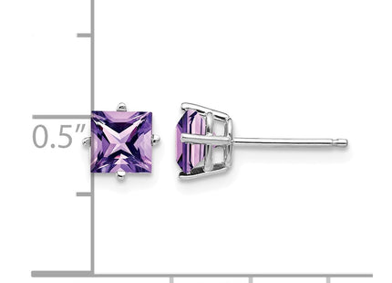 14K white gold amethyst earrings, further view