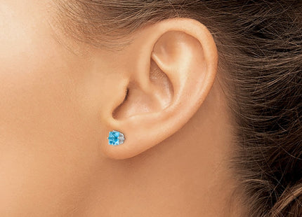 14K white gold blue topaz earrings, another view