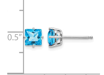 14K white gold blue topaz earrings, further view