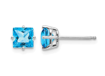 14K white gold blue topaz earrings