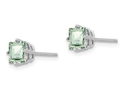14kw Square Checker-Cut Green Quartz Earrings (Style XE61WCG)