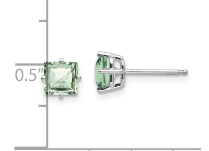 14kw Square Checker-Cut Green Quartz Earrings (Style XE61WCG)