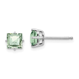 14kw Square Checker-Cut Green Quartz Earrings (Style XE61WCG)