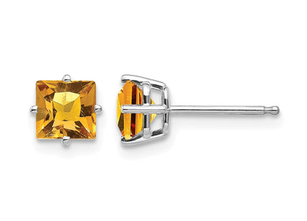 14K white gold citrine earrings