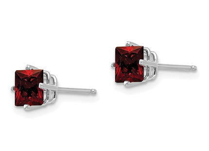 14K white gold garnet earrings, alternate view