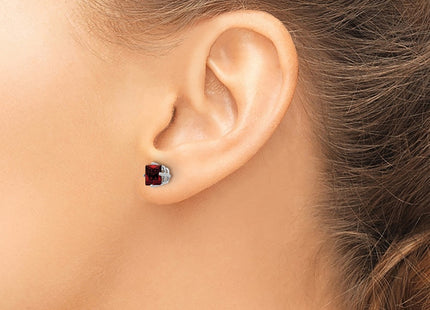 14K white gold garnet earrings, another view