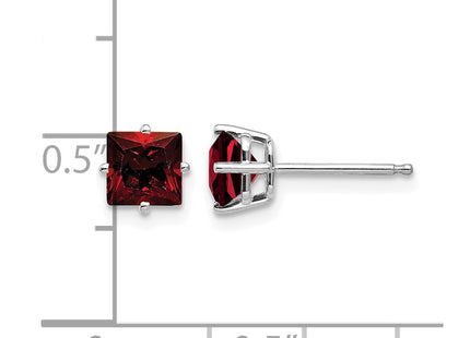 14K white gold garnet earrings, further view