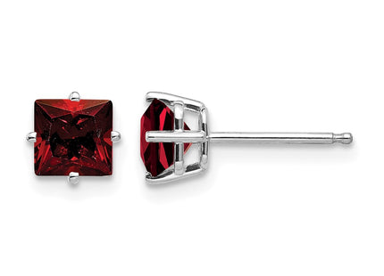 14K white gold garnet earrings