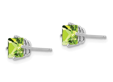 14K white gold peridot earrings, alternate view
