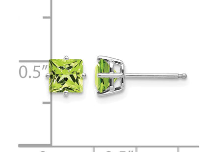 14K white gold peridot earrings, further view