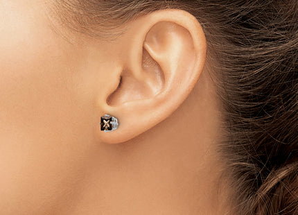 14kw Square Smoky Quartz Earrings, 6 x 6mm