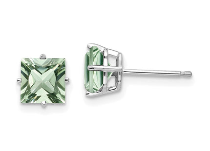 14K white gold quartz earrings