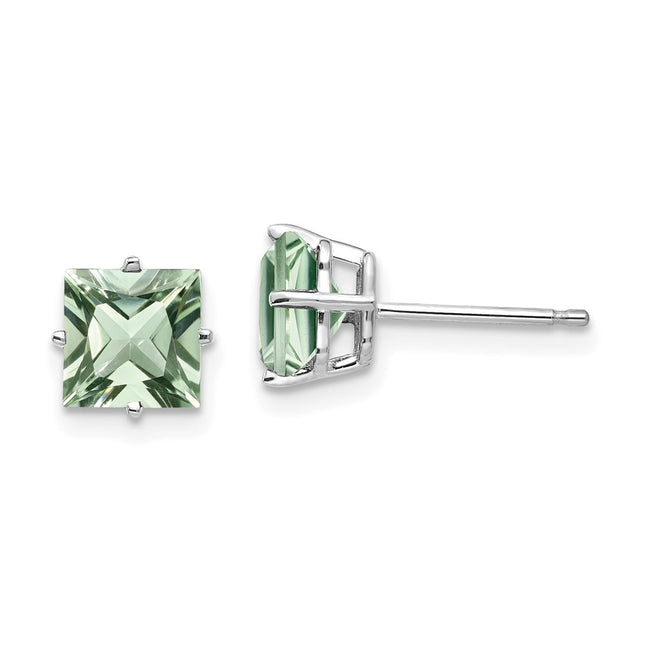 14K white gold quartz earrings